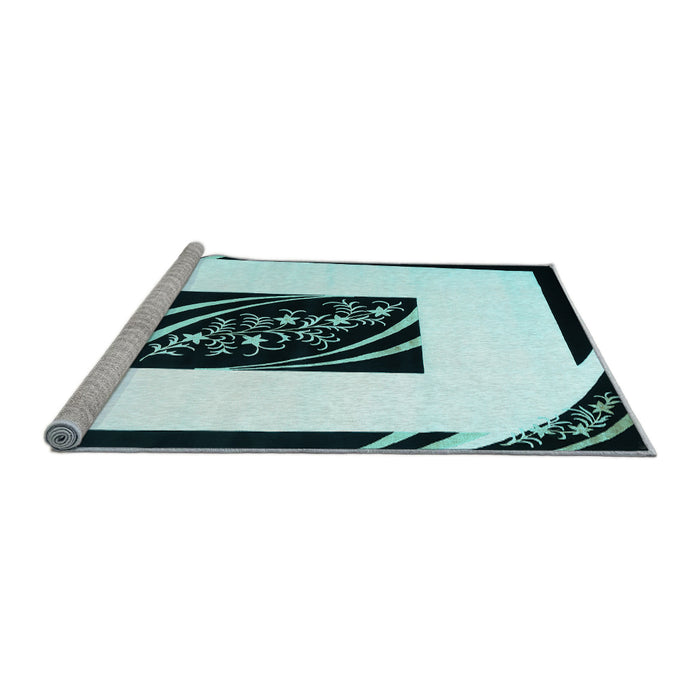 Sideview of Machine Washable Abstract Light Blue Contemporary Rug, wshcon812lblu