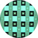 Round Checkered Turquoise Modern Rug, con813turq