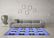 Machine Washable Checkered Blue Modern Rug in a Living Room, wshcon813blu