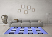 Machine Washable Checkered Blue Modern Rug, wshcon813blu