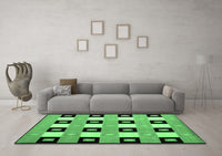 Machine Washable Checkered Emerald Green Modern Rug, wshcon813emgrn