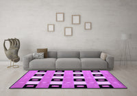 Machine Washable Checkered Purple Modern Rug, wshcon813pur