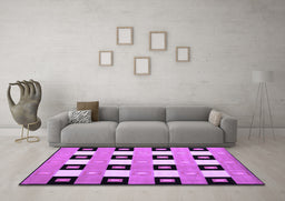 Machine Washable Checkered Purple Modern Area Rugs in a Living Room, wshcon813pur