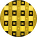 Round Checkered Yellow Modern Rug, con813yw