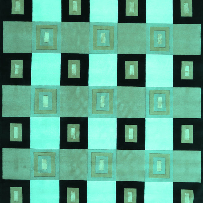 Machine Washable Checkered Turquoise Modern Area Rugs, wshcon813turq