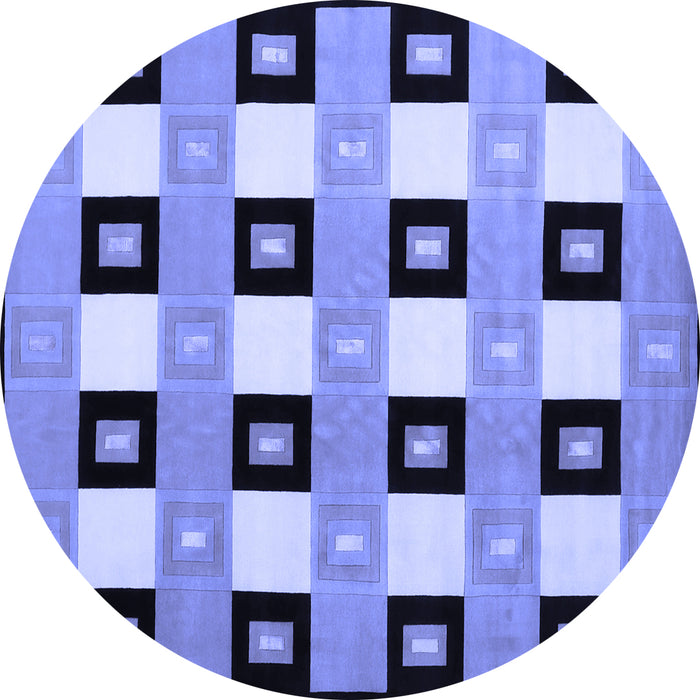 Round Checkered Blue Modern Rug, con813blu