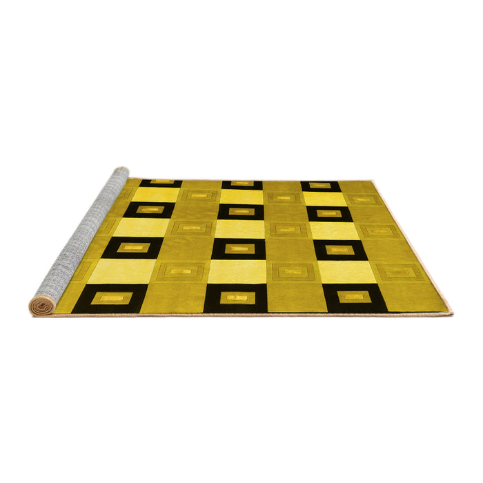 Sideview of Machine Washable Checkered Yellow Modern Rug, wshcon813yw