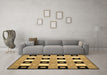 Machine Washable Checkered Brown Modern Rug in a Living Room,, wshcon813brn