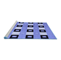 Sideview of Machine Washable Checkered Blue Modern Rug, wshcon813blu