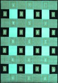 Checkered Turquoise Modern Rug, con813turq