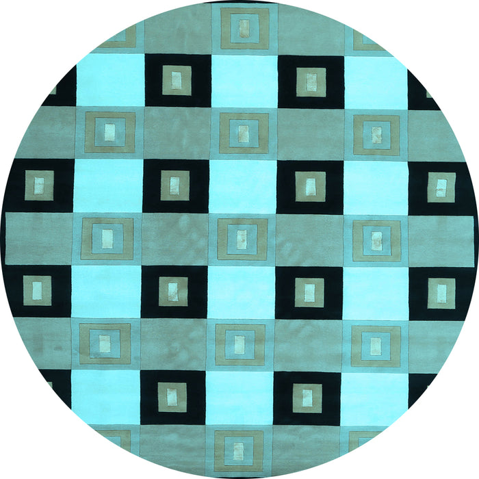 Round Checkered Light Blue Modern Rug, con813lblu
