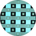 Round Checkered Light Blue Modern Rug, con813lblu