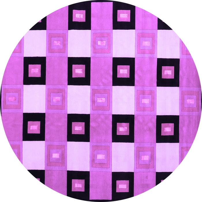 Round Machine Washable Checkered Purple Modern Area Rugs, wshcon813pur
