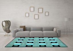 Machine Washable Checkered Light Blue Modern Rug in a Living Room, wshcon813lblu