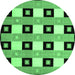 Round Machine Washable Checkered Emerald Green Modern Area Rugs, wshcon813emgrn