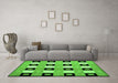 Machine Washable Checkered Green Modern Area Rugs in a Living Room,, wshcon813grn