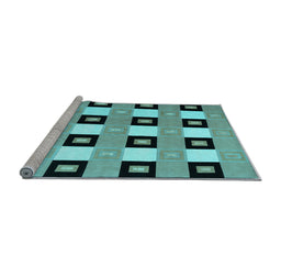 Sideview of Machine Washable Checkered Light Blue Modern Rug, wshcon813lblu