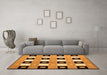 Machine Washable Checkered Orange Modern Area Rugs in a Living Room, wshcon813org