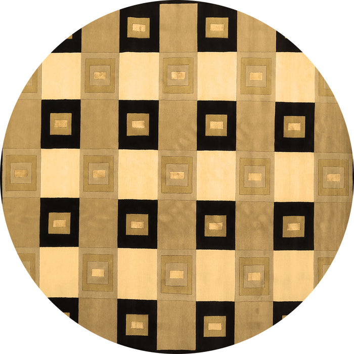 Round Machine Washable Checkered Brown Modern Rug, wshcon813brn
