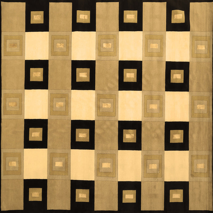 Square Machine Washable Checkered Brown Modern Rug, wshcon813brn