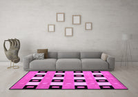 Machine Washable Checkered Pink Modern Rug, wshcon813pnk