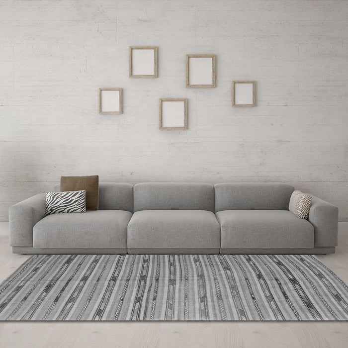 Machine Washable Southwestern Gray Country Rug in a Living Room,, wshcon814gry