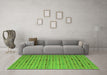 Machine Washable Southwestern Green Country Area Rugs in a Living Room,, wshcon814grn