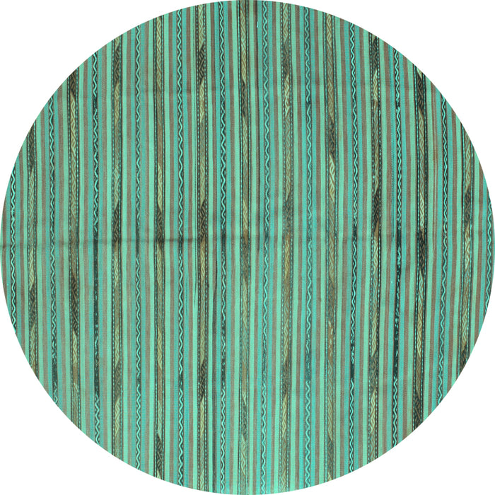 Round Machine Washable Southwestern Turquoise Country Area Rugs, wshcon814turq