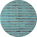 Round Machine Washable Southwestern Light Blue Country Rug, wshcon814lblu