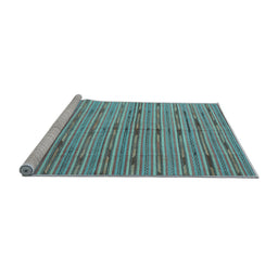 Sideview of Machine Washable Southwestern Light Blue Country Rug, wshcon814lblu