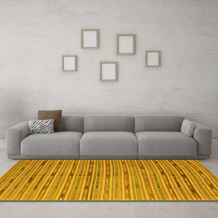 Machine Washable Southwestern Yellow Country Rug in a Living Room, wshcon814yw