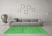Machine Washable Southwestern Emerald Green Country Area Rugs in a Living Room,, wshcon814emgrn