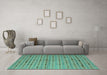 Machine Washable Southwestern Turquoise Country Area Rugs in a Living Room,, wshcon814turq