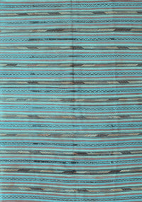 Southwestern Light Blue Country Rug, con814lblu