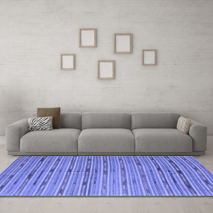 Machine Washable Southwestern Blue Country Rug in a Living Room, wshcon814blu