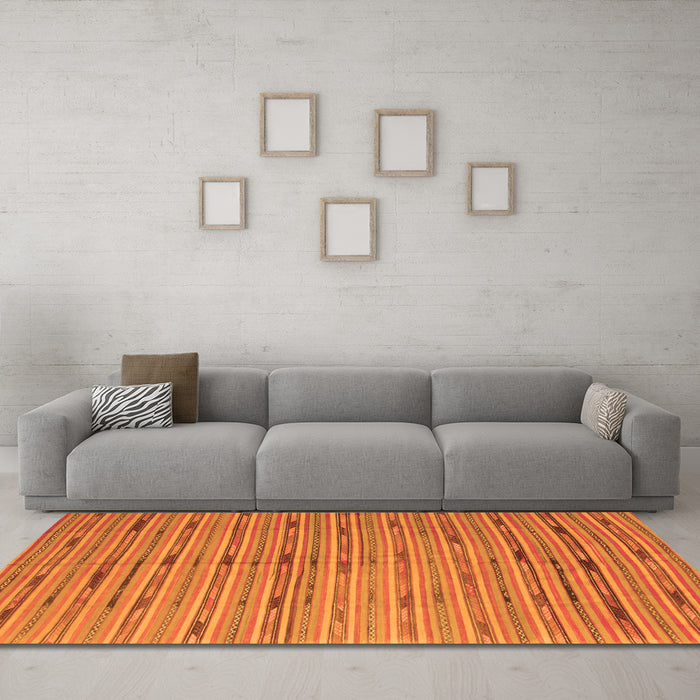 Machine Washable Southwestern Orange Country Area Rugs in a Living Room, wshcon814org