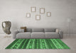 Machine Washable Southwestern Emerald Green Country Area Rugs in a Living Room,, wshcon815emgrn