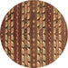 Round Southwestern Brown Country Rug, con815brn