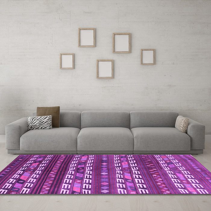 Machine Washable Southwestern Purple Country Area Rugs in a Living Room, wshcon815pur