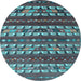 Round Machine Washable Southwestern Light Blue Country Rug, wshcon815lblu