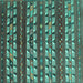 Square Machine Washable Southwestern Turquoise Country Area Rugs, wshcon815turq