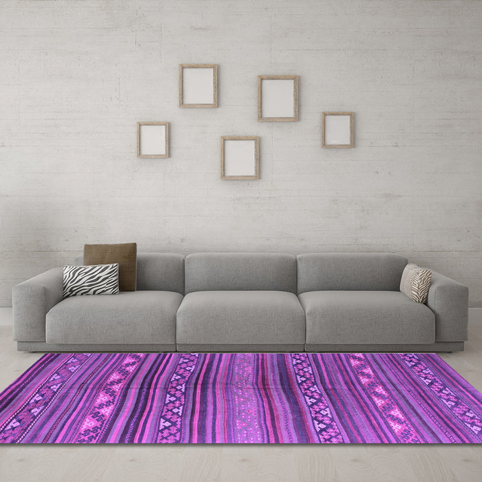Machine Washable Southwestern Purple Country Area Rugs in a Living Room, wshcon816pur