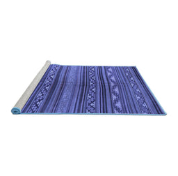 Sideview of Machine Washable Southwestern Blue Country Rug, wshcon816blu