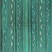 Square Machine Washable Southwestern Turquoise Country Area Rugs, wshcon816turq