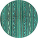 Round Southwestern Turquoise Country Rug, con816turq