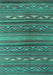 Machine Washable Southwestern Turquoise Country Area Rugs, wshcon816turq