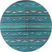 Round Southwestern Light Blue Country Rug, con816lblu