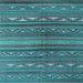 Square Machine Washable Southwestern Light Blue Country Rug, wshcon816lblu