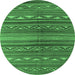 Round Machine Washable Southwestern Emerald Green Country Area Rugs, wshcon816emgrn