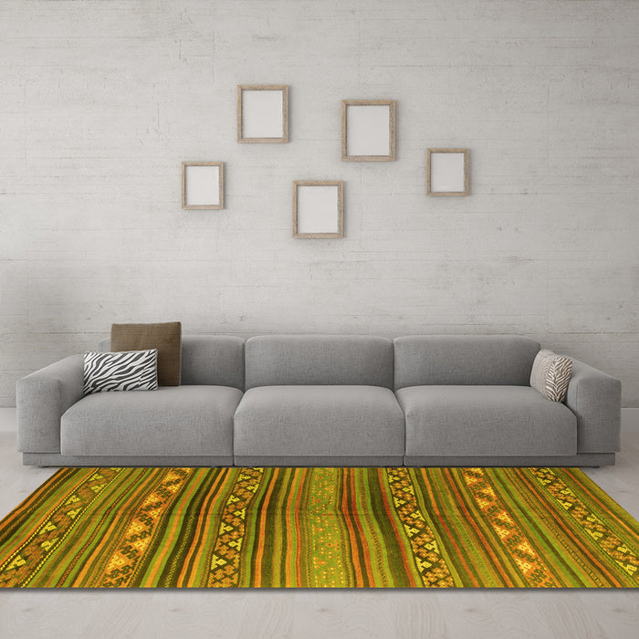 Machine Washable Southwestern Yellow Country Rug in a Living Room, wshcon816yw
